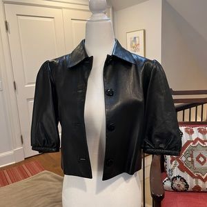 Size 4 Ralph Lauren Leather Jacket Short Sleeve Black